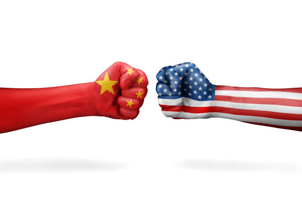 istock Conflict between USA and China isolated on white background 1168158664
