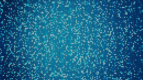 Digitally generated image, showing a LED panel-like virtual light architecture in beautiful hues of cyan and blue - e.g. as party, disco and/or celebration background