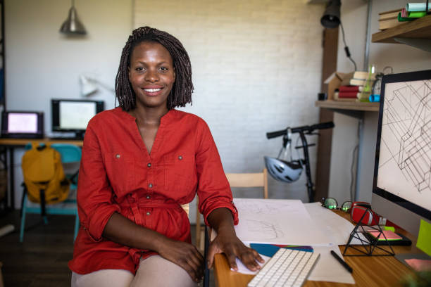 istock Portrait of beautiful African architect at work 1168160809