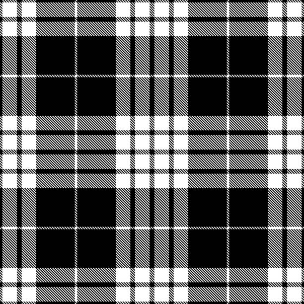 Motif textile à carreaux de tartan écossais monochrome - Illustration vectorielle