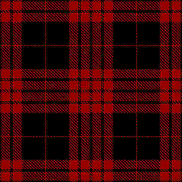 빨간색과 검은 색 스코틀랜드 타탄 격자 무늬 섬유 패턴 - plaid stock illustrations