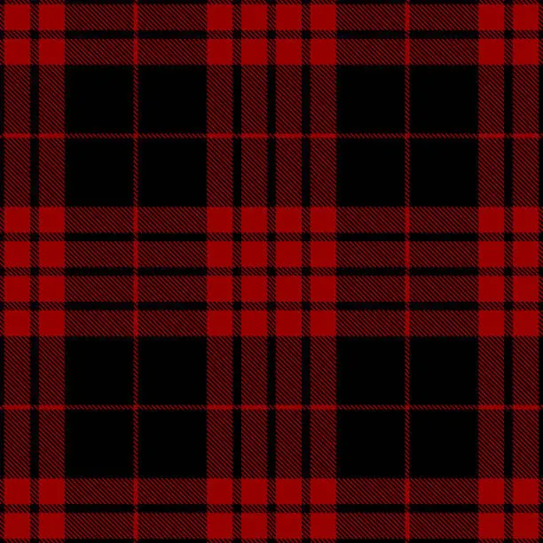 Vector illustration of Red And Black Scottish Tartan Plaid Textile Pattern