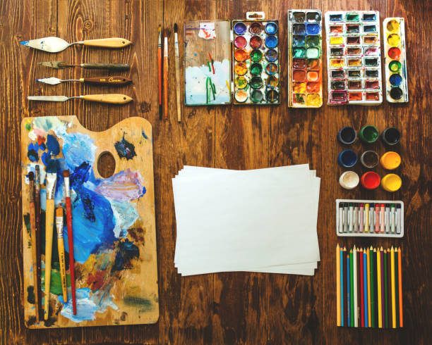 istock Set for drawing on a wooden background. 1168166124
