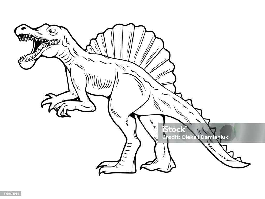 스피노사우루스 큰 위험한 공룡 스피노사우루스에 대한 스톡 벡터 아트 및 기타 이미지 - 스피노사우루스, 0명, 고고학 - Istock