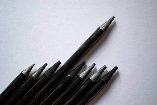 istock The set of grey pencils on a white background. Tools for drawing on the desk. 1168174639