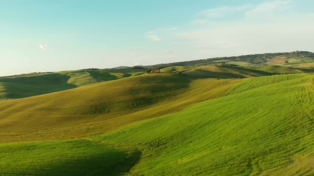 Italy aerial landscape, typical tuscany aerial landscape. Aerial video over amazing Tuscany landscape