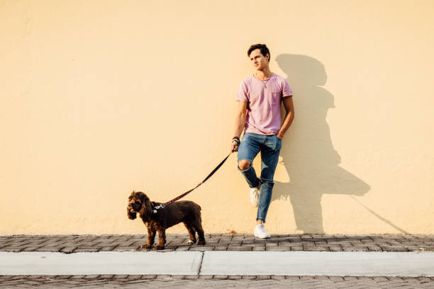 istock Millenial boy walking his dog 1168188966