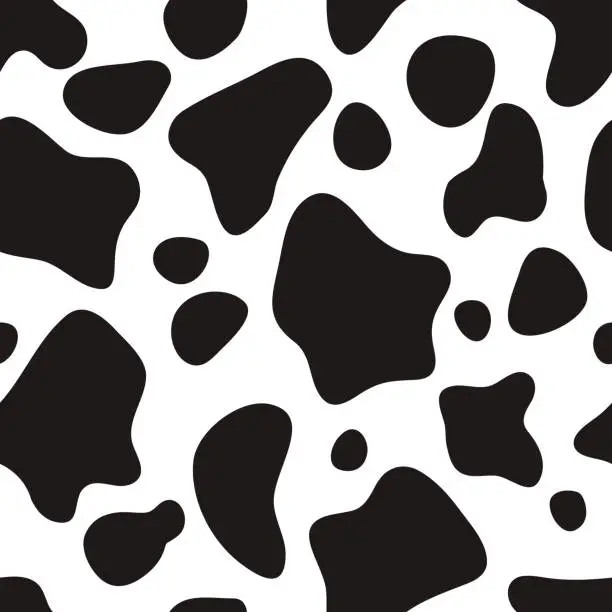 Vector illustration of Seamless pattern black and white. Cow hide background