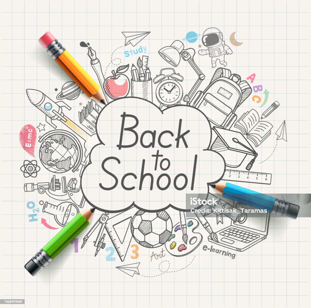 Back to school concept doodles. Vector illustration. Education stock vector
