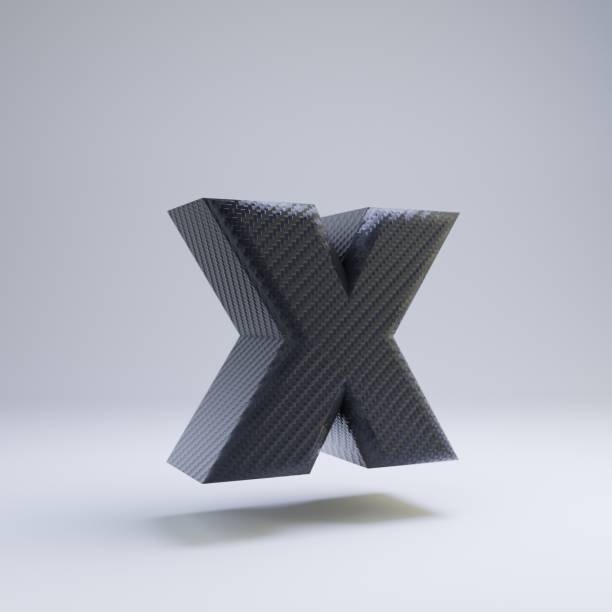 istock Carbon fiber 3d letter X lowercase. Black carbon font isolated on white background. 1168193053