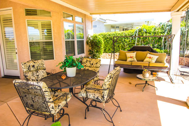 istock Wrought Iron Furniture Under Covered Patio 1168196954