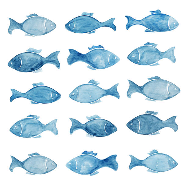 istock abstract watercolor background with blue ocean fish isolated on white 1168197211