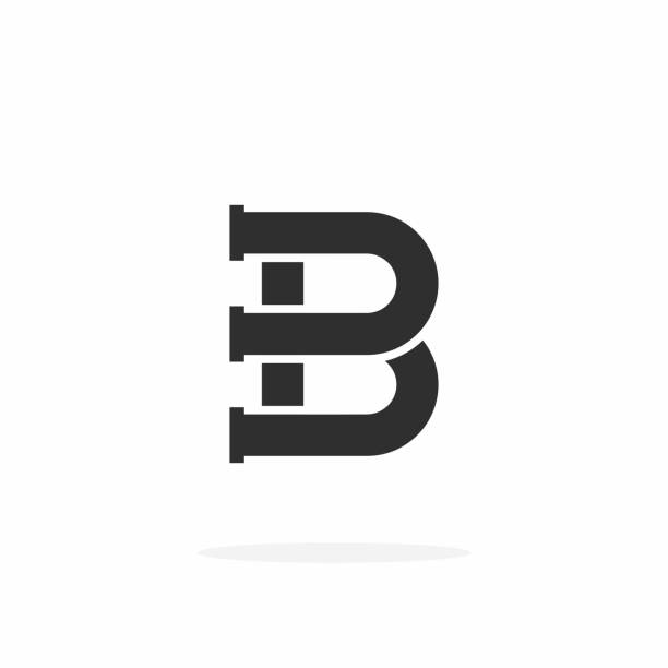 ilustraciones, imágenes clip art, dibujos animados e iconos de stock de carta de vectores de tuberías de fontanería b - letter b typescript alphabet metal