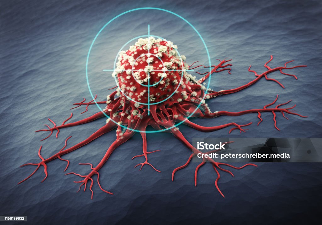 Close up of a cancer cell - 3d illustration 3D Rendering of a cancer cell - medical illustration Cancer Cell Stock Photo