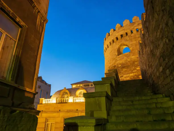 Evening View of the Old City in Baku, Azerbaijan.  - May 07 2019
