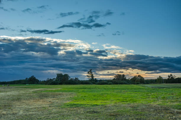 istock Meadow and clouds after sunset, evening view 1168203756