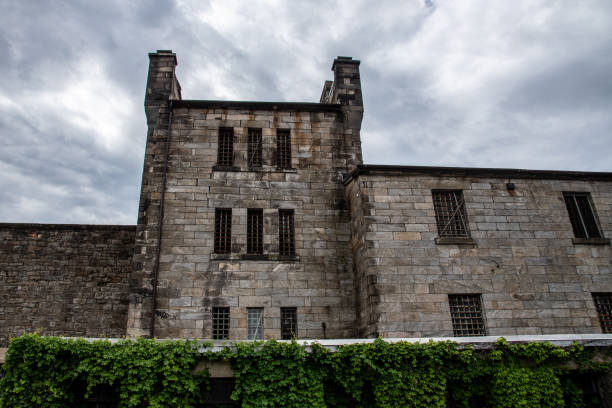 Watch tower of a penitentiary before a storm