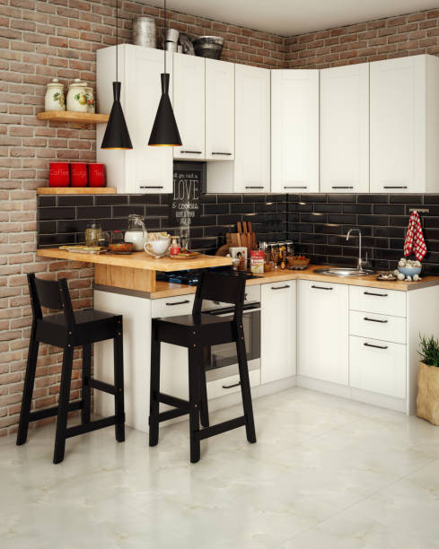 Small Domestic Kitchen Interior stock photo