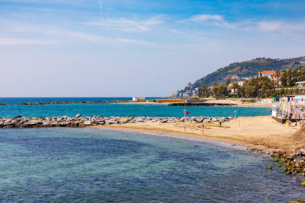 istock Sanremo beach at Mediterranean sea shore at morning 1168208800