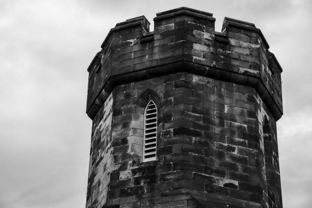 istock Watch tower of a penitentiary before a storm 1168208992