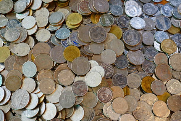 Thailand coin money on black background