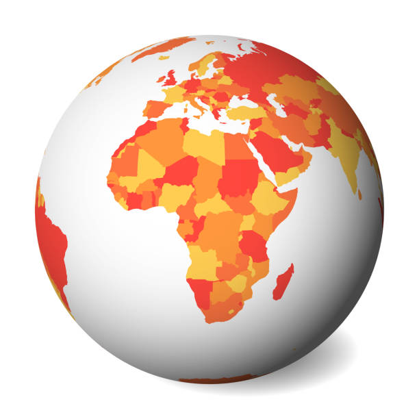 istock Blank political map of Africa. 3D Earth globe with orange map. Vector illustration 1168216602