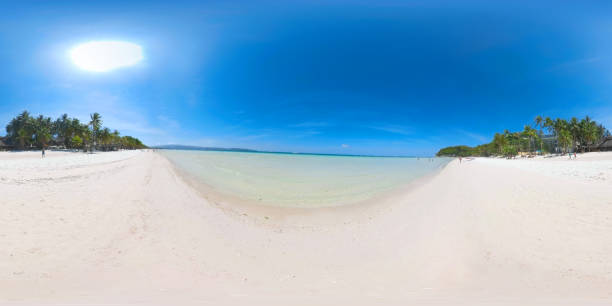 istock Tropical sandy beach and blue sea, Philippines. 360 Video 1168217049