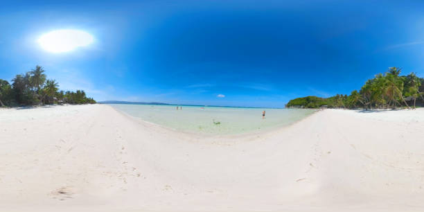istock Tropical sandy beach and blue sea, Philippines. 360 Video 1168217187