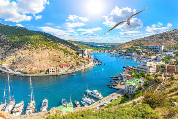 Beautuful Balaklava Bay view in Sevastopol, Crimea Beautuful Balaklava Bay view in Sevastopol, Crimea. crimea photos stock pictures, royalty-free photos & images