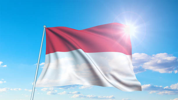 istock flag of Monaco with fabric structure against a cloudy sky 1168220833