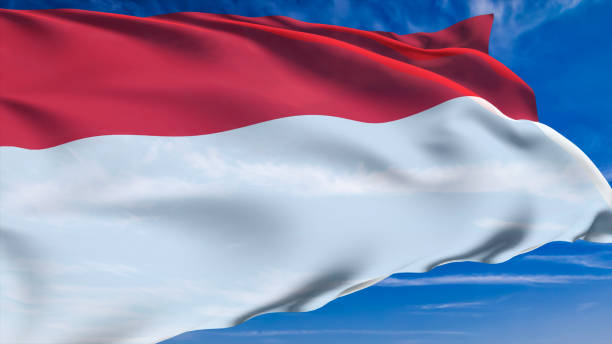 istock flag of Monaco with fabric structure against a cloudy sky 1168220841