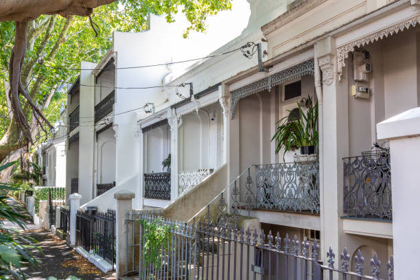 a typical terrace house in Sydney Australia An image of a typical terrace house in Sydney Australia terraced field stock pictures, royalty-free photos & images