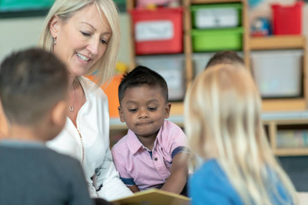istock Preschool teacher reading with students 1168223117