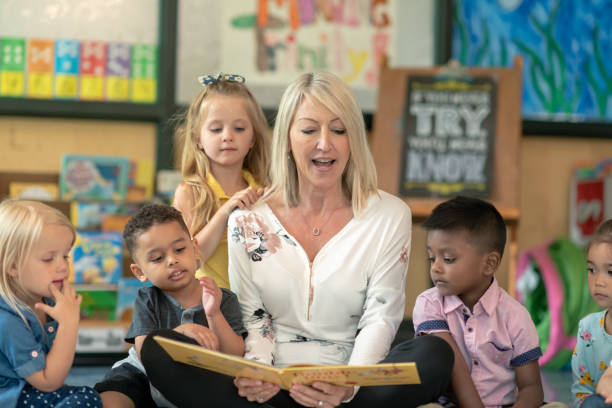 istock Preschool teacher reading with students 1168223121