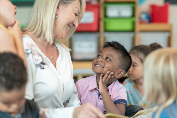istock Preschool teacher reading with students 1168223122