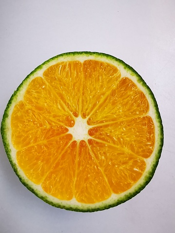 Green and fresh tangerine. Detail photos