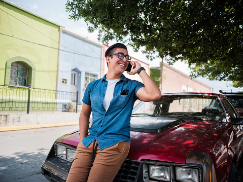 Young Male, Outdoors, Car, Looking Away, Latin, Tourist,