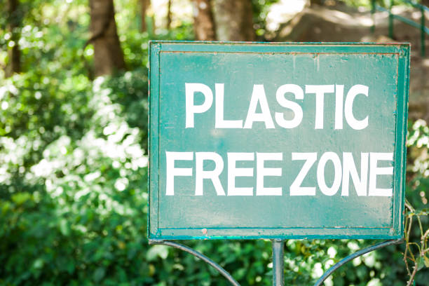 Plastic Free Zone Sign stock photo