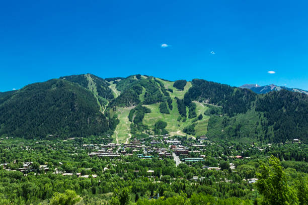 Cityscape of Aspen, Colorado, United States stock photo
