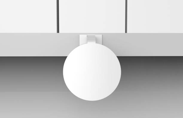 istock Blank White Advertising PVC shelf wobbler plastic shelf dangler for shopping centers. 3d illustration. 1168227603