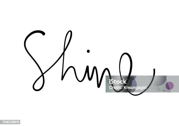 Hand Writing Shines Shine Hand Lettering On White Background Stock Illustration - Download ...