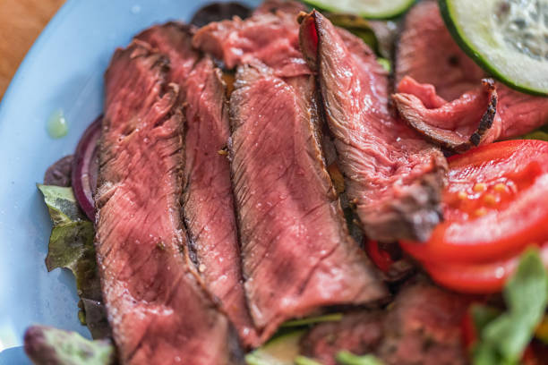 istock Rump steak salad with vegetables, close-up, 1168232986