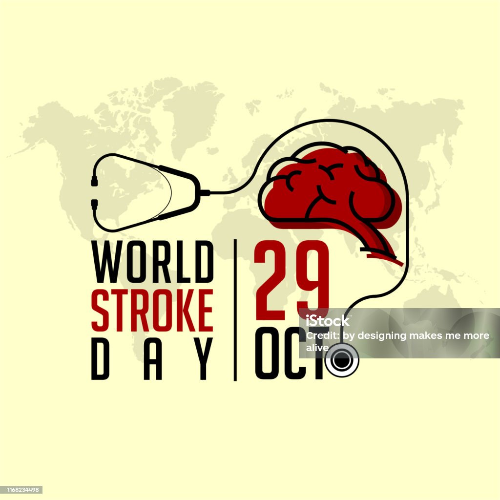World Stroke Day World Stroke Day on October 29, With Stethoscope and Brain vector design Day stock vector