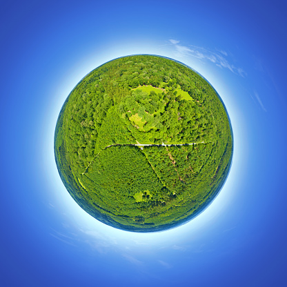 An image of a little planet forest Schoenbuch south Germany