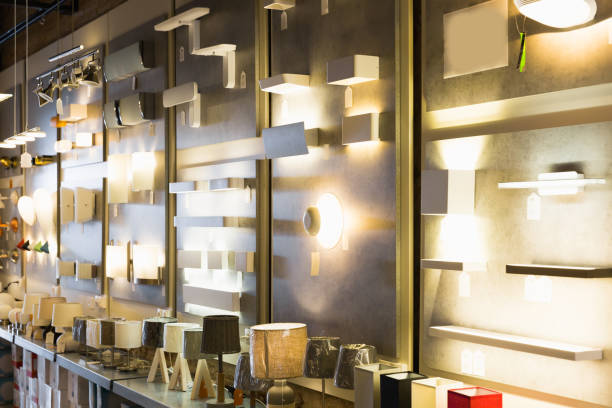 istock Different lamp with lights in the shop 1168241096