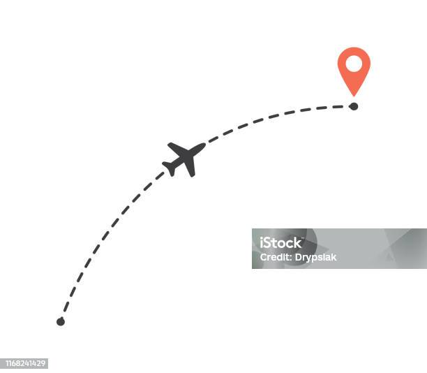 Aircraft Flight A Curved Path To Location Mark Plane Route Line Tourism And  Travel Illustration Stock Illustration - Download Image Now - iStock