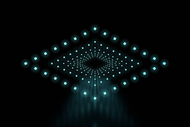 Close-up on a row of Diamond blue LED light.