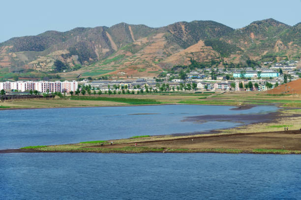 North Korea. Coastal urban-type settlement on the coast of the Japanese or Eastern Sea near Wonsan