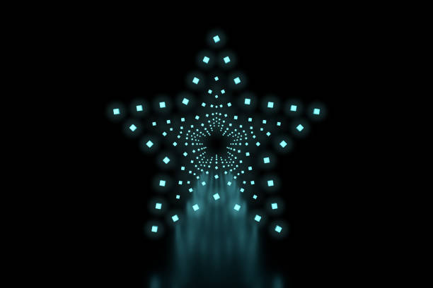 Close-up on a row of stars blue LED light.
