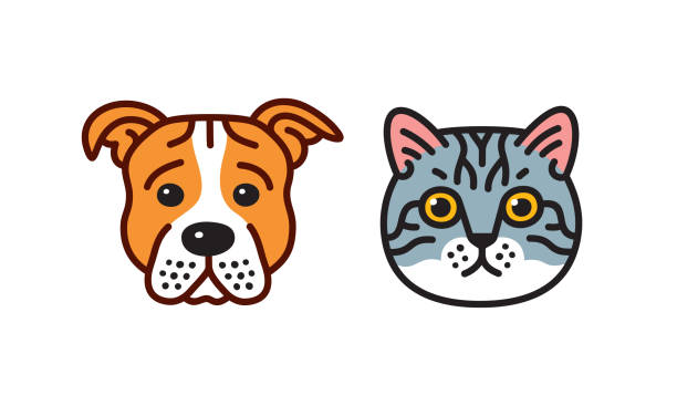 Cat & dog Vector line logo. Vector EPS 10, HD JPEG 5000 x 3000 px simple cat line art stock illustrations